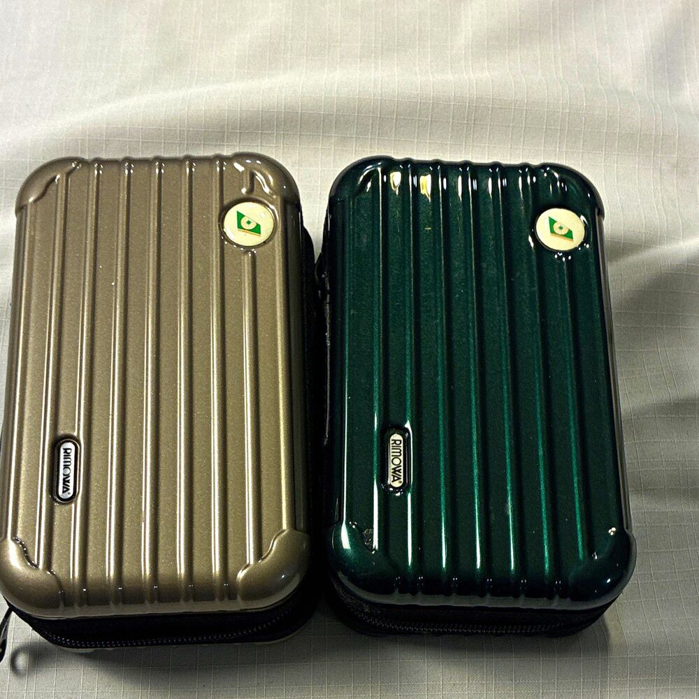 RIMOWA Zip-Around Hard Shell travel Case Set of 2 Green/Gray 7x4x3"